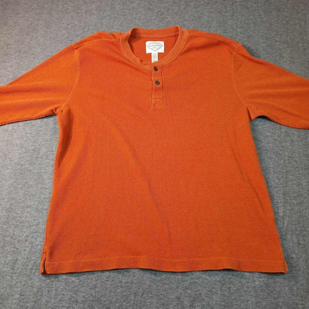 St John's‎ Bay Men's Henley Burnt Orange Thermal Buttoned XXL Long Sleeve Top